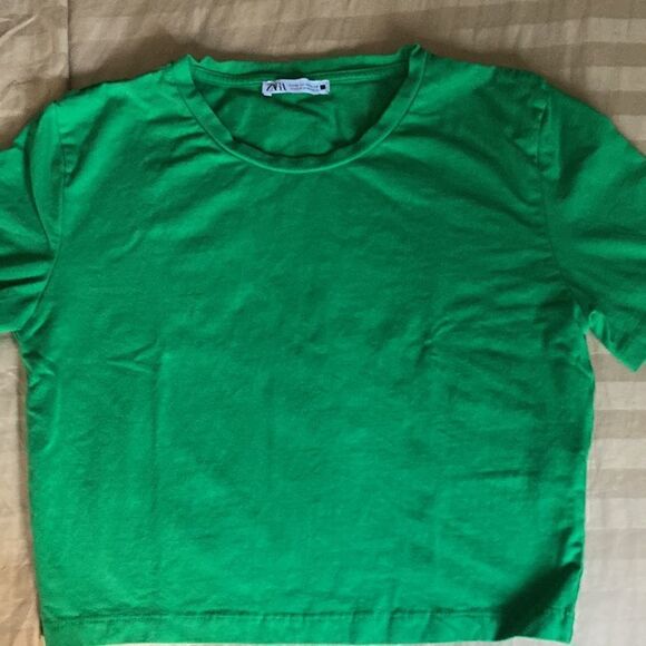 Zara NWOT High Waist Satin Effect A-Line Mini Skirt and Crop Top Both Size M. - Picture 7 of 9